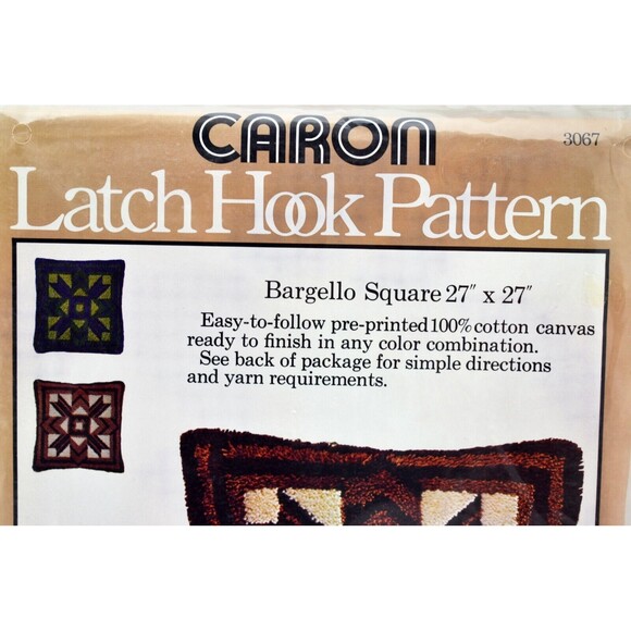 Vintage 1977 Caron Latch Hook Rug Canvas Pattern Bargello Square 27" x 27" - Picture 2 of 3